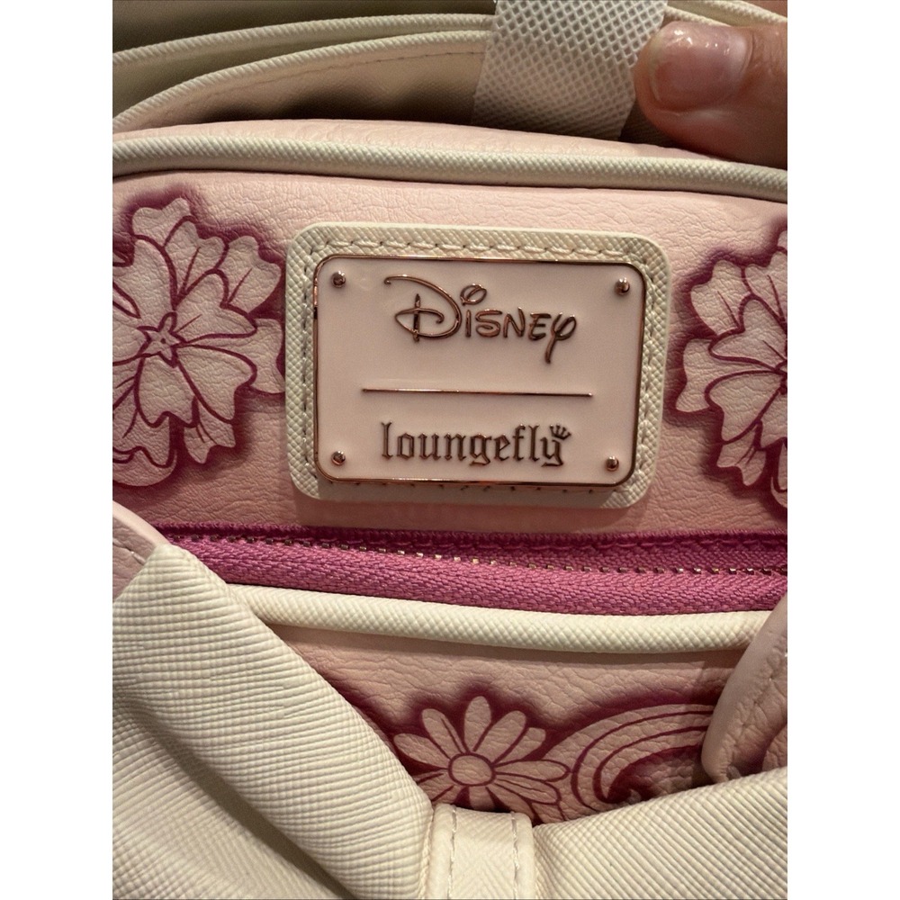 NEW Loungefly Disney Minnie Mouse Embossed Floral Ears Pink Crossbody Bag Purse - Picture 8 of 9